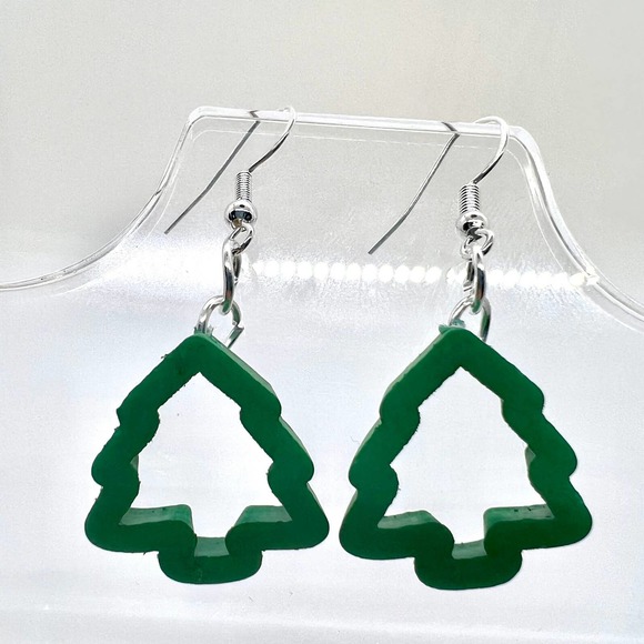 Christmas Tree Earrings - Cookie Cutter Earrings - Dangle Earrings - Picture 1 of 8